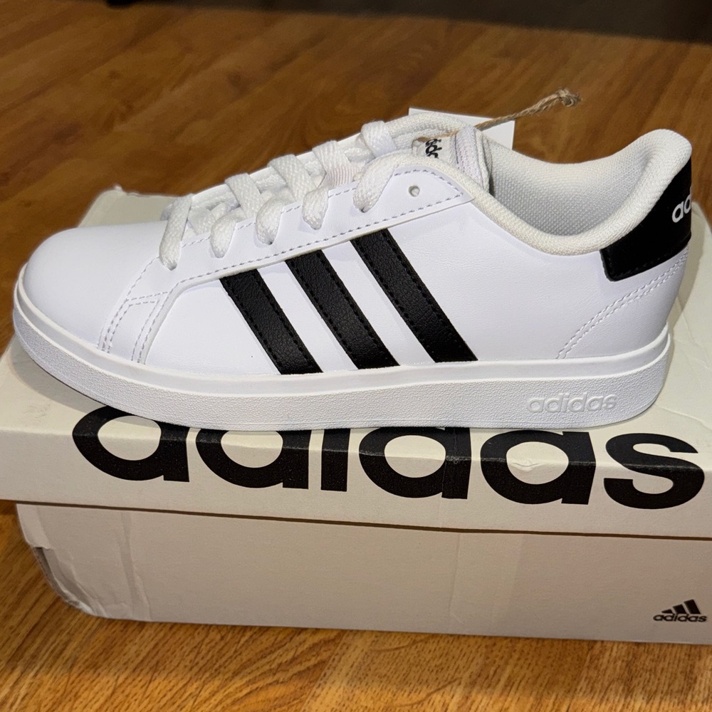 Adidas Classic White Sneakers with Black Stripes